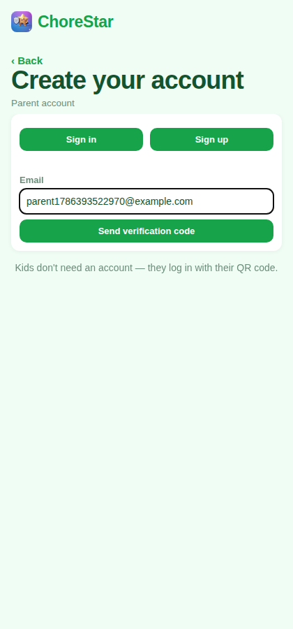 Sign up form asking for an email address