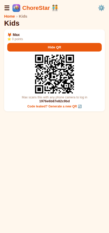 Kid QR login
