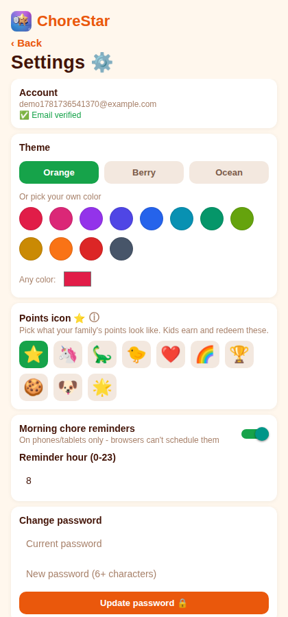 Themes and settings